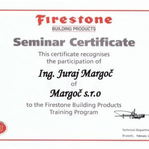 Certifikát Firestone na epdm hydroizoláciu